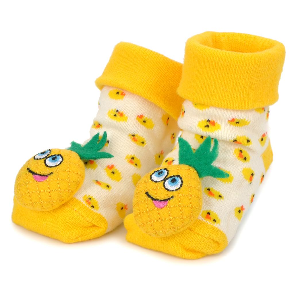 Ϳ ξ  ̲  縻 - ο + ׸ (1 )/Cute Pineapple Shape Baby Anti-Slip Socks - Yellow + Green (1 Pair)
